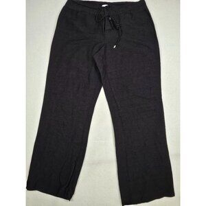 Calvin Klein Womens Black Linen Blend Drawstring Pants Size 16 Flawed